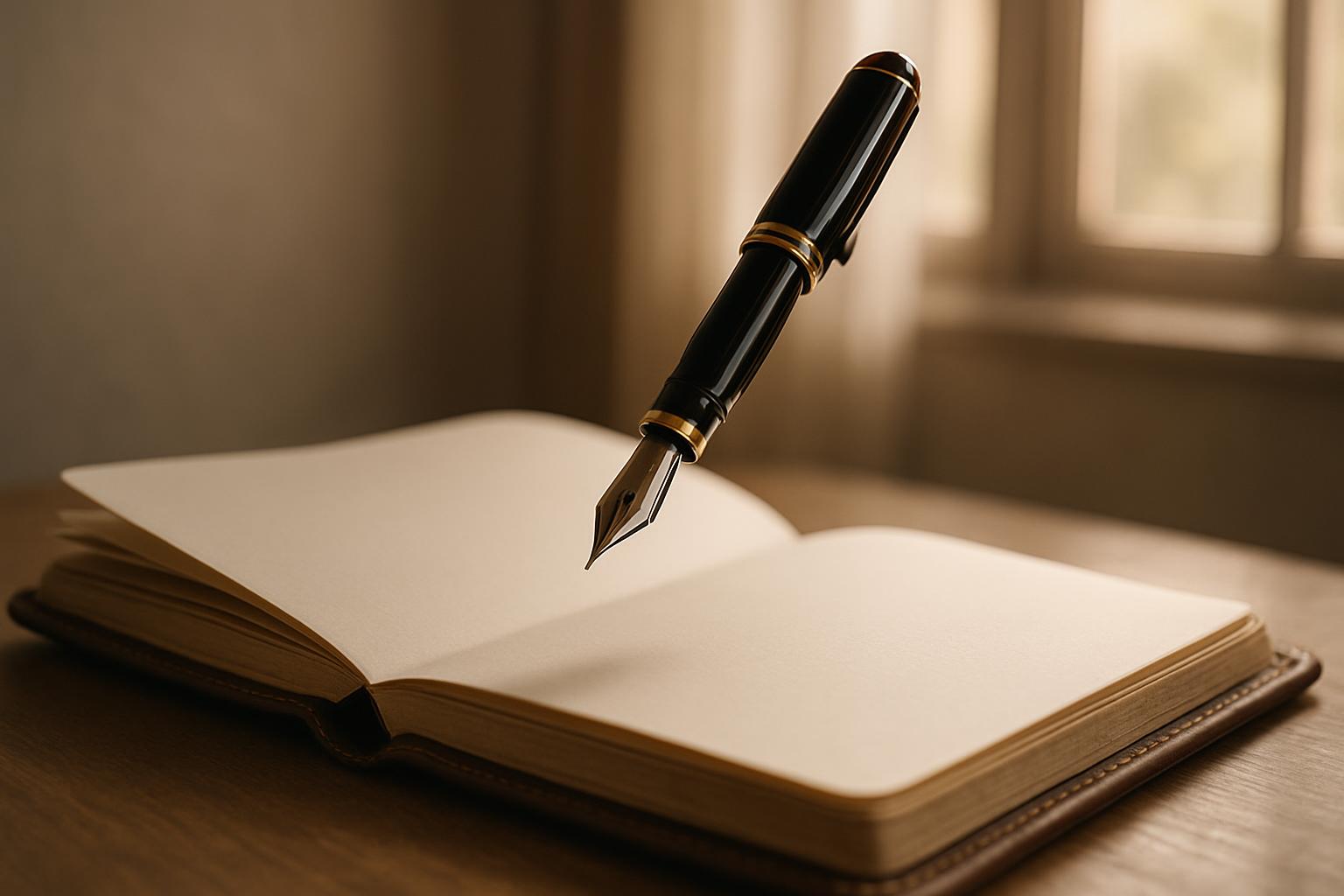 Open journal and pen on a desk — how to write a memoir introduction